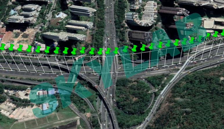 高架桥环境，卫星信号有遮挡路测效果图